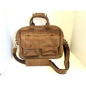 Jack&Chris Brown Leather Laptop Messenger/Briefcase – Men’s Business Travel